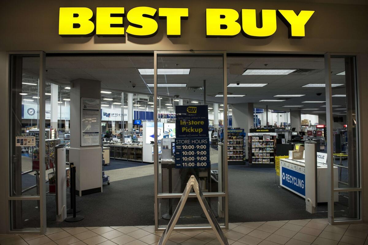 An entrance to a Best Buy store in Arlington, Va., on Sept. 25.