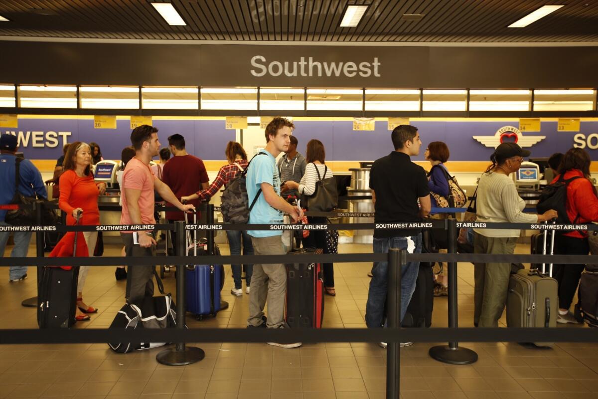 Lines returned to normal at Southwest Airlines Terminal One check-in area Monday morning at LAX following a weekend nationwide computer glitch that delayed hundreds of flights.
