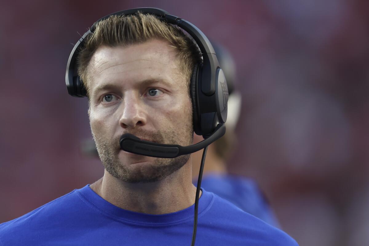 Coach Sean McVay watches in dismay as the San Francisco 49ers get the best of his Rams again.