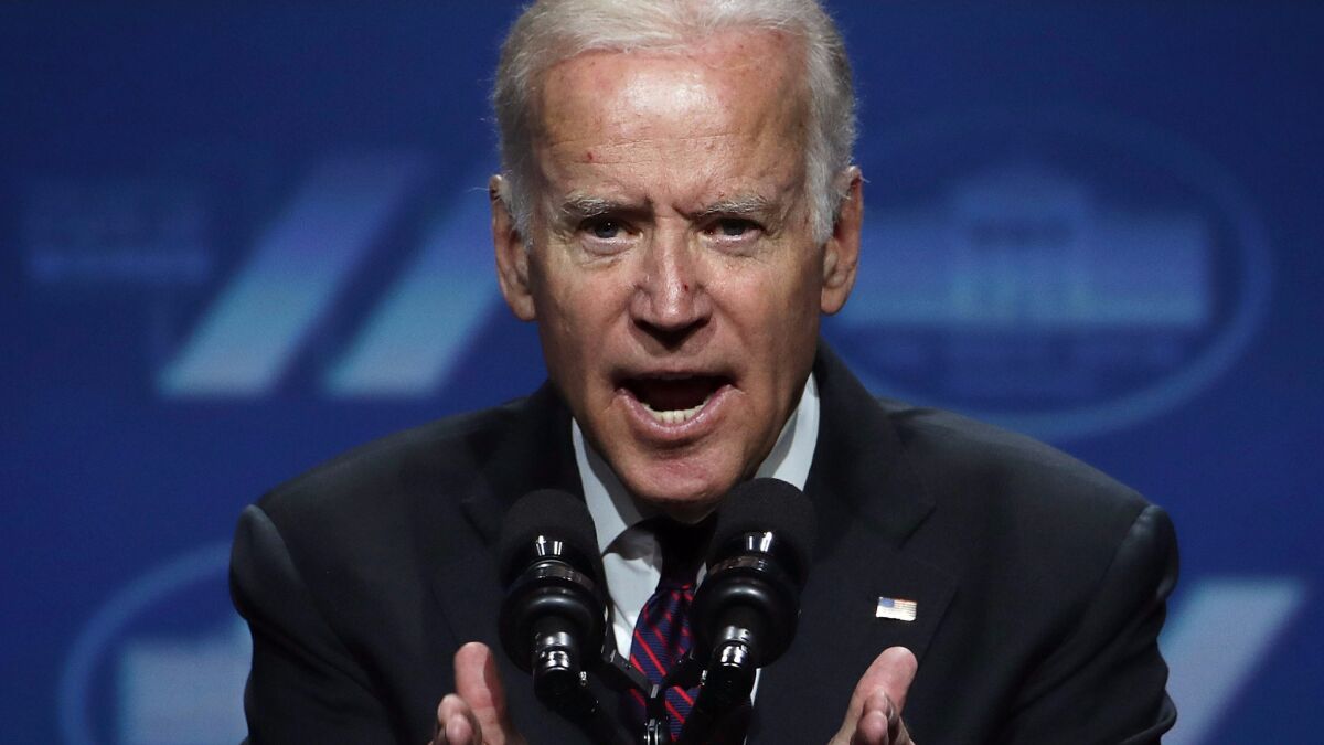 Joe Biden this month at the White House. In a speech Monday, the vice president cast Donald Trump's approach to the world as antithetical to American values.