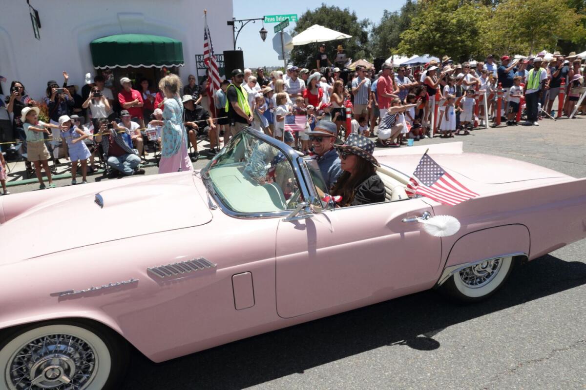 A vintage car in last year's Fourth of July parade in Rancho Santa Fe.