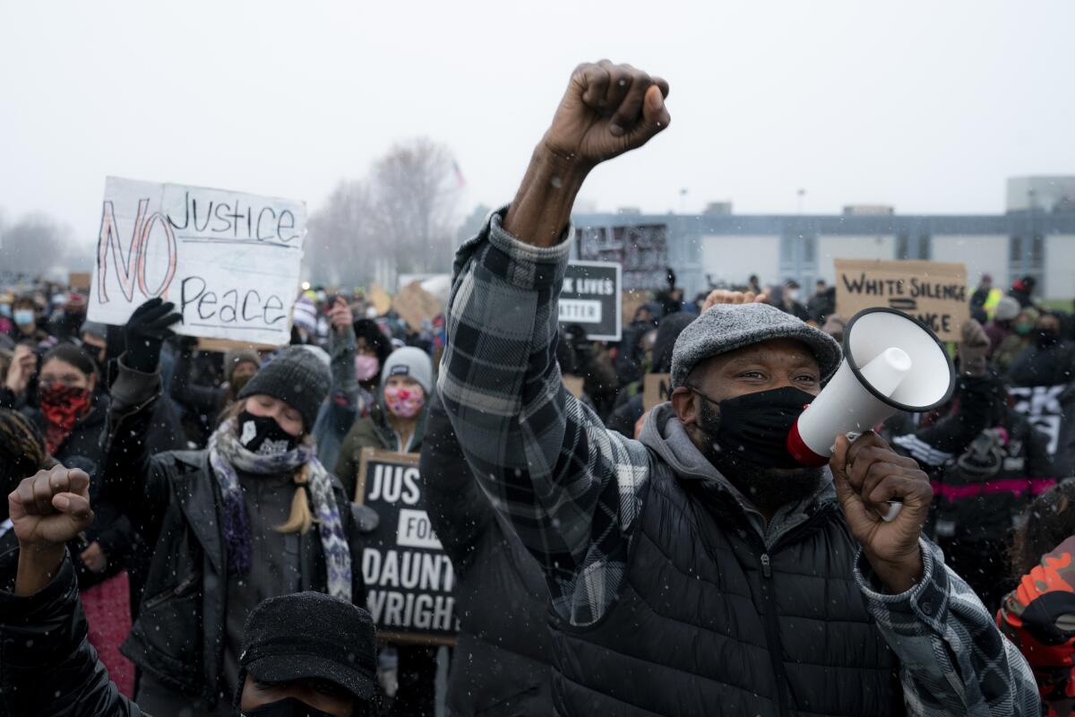 Demonstrators in Brooklyn Center, Minn.