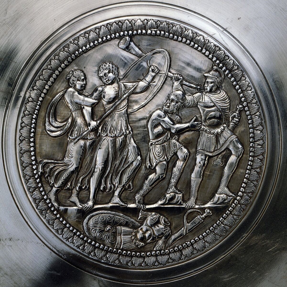 An Achilles plate is one of 270 Roman artifacts composing the Silver Treasure unearthed at the Augusta Raurica Roman town in Switzerland. — Augusta Raurica Museum