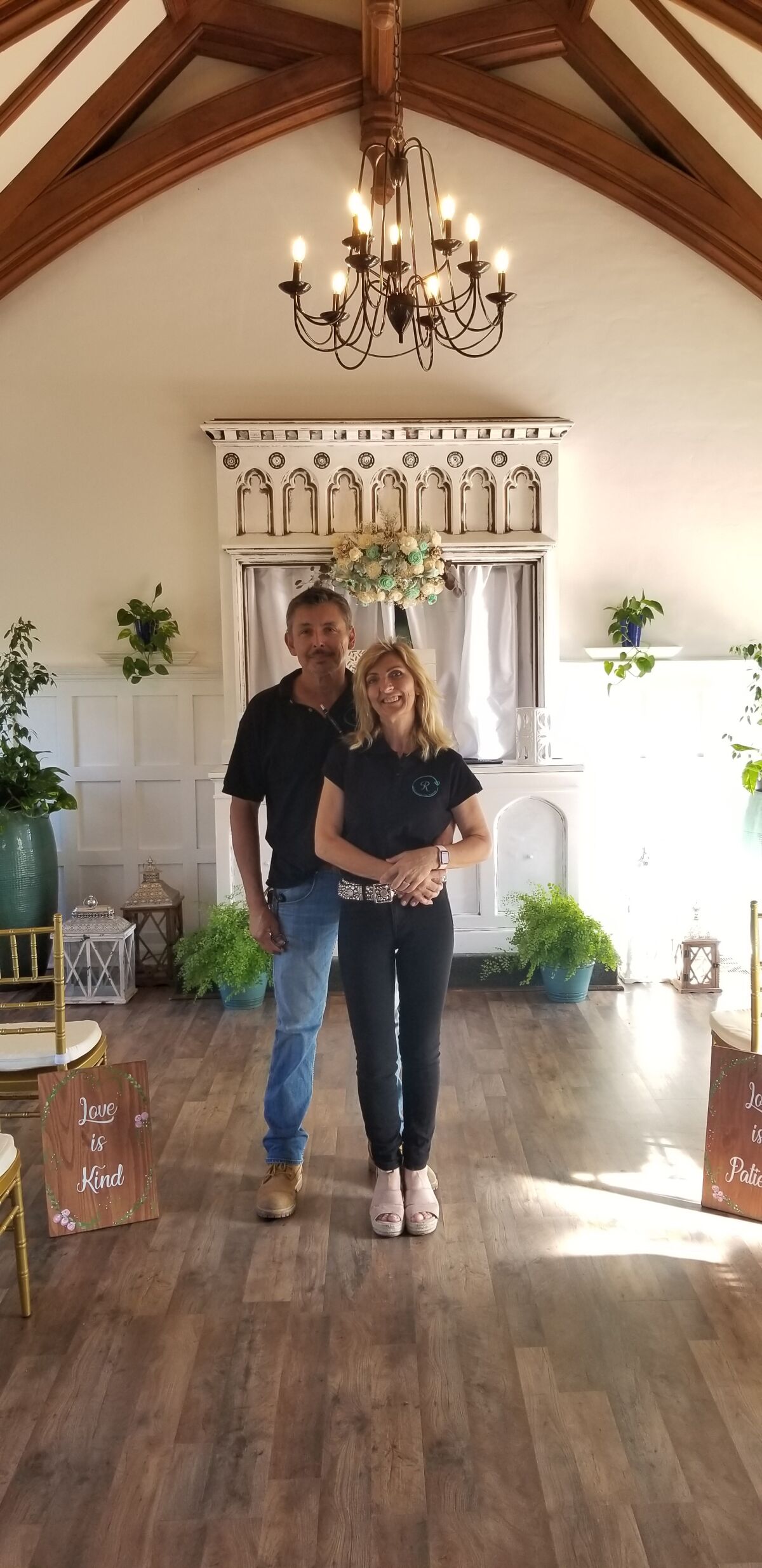 Rose Creek Cottage’s new operators Frank and Letizia Gaxiola, of Rossi Events & Weddings, stand in the middle of their hard work.