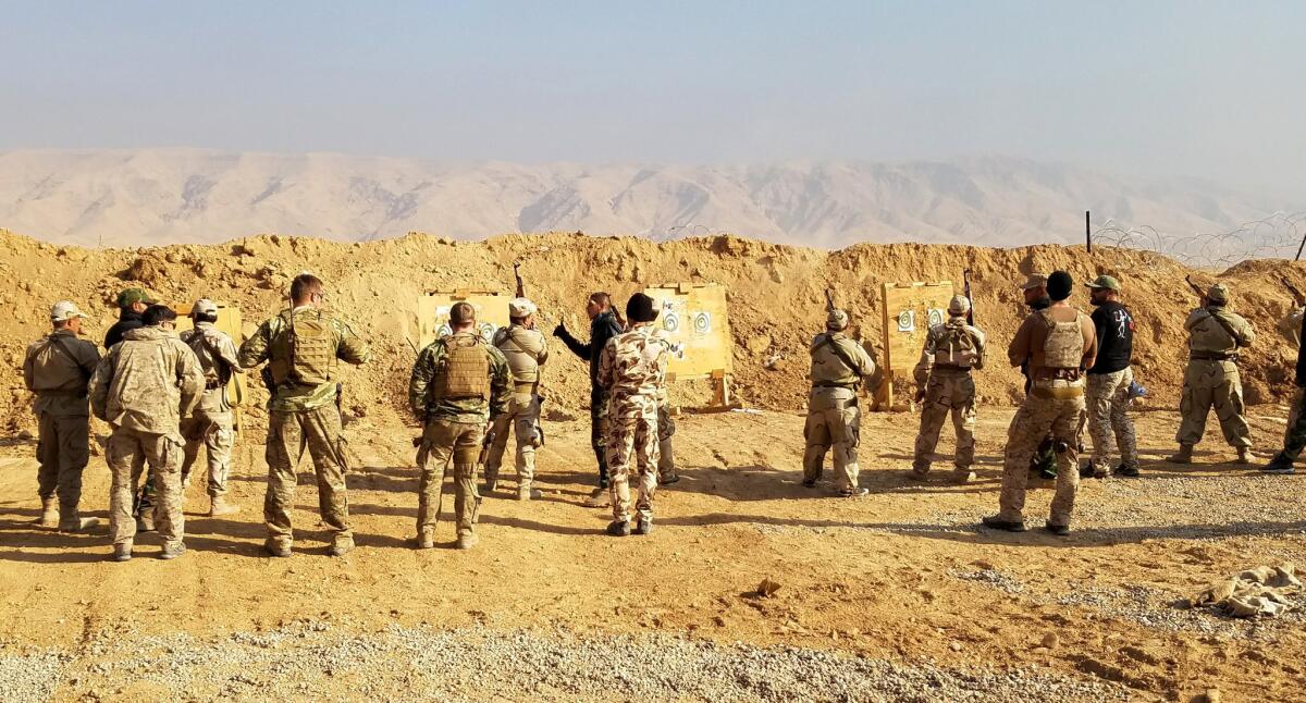 U.S. and coalition special forces train Shiite militia recruits this month at a facility about 55 miles south of Mosul.
