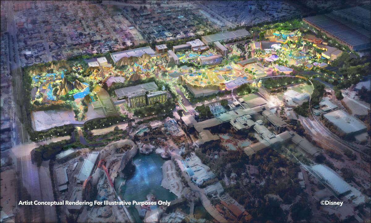 This "Westside" rendering shows what additions could be made around the resort's hotels. (Disney)