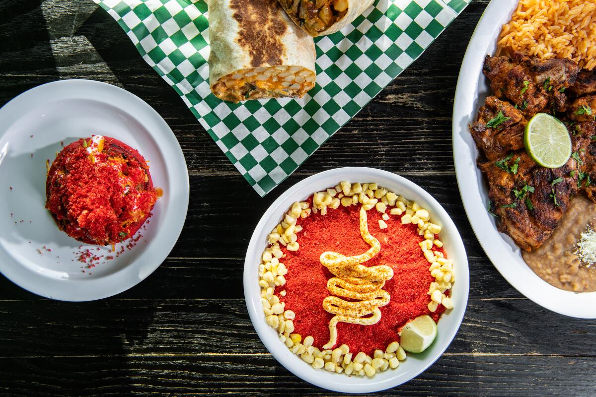 Lime Chicken, Me So Corny, Flaming Hot Sope and the L.A. Bite Burrito from Tirsa's Mexican Cafe.