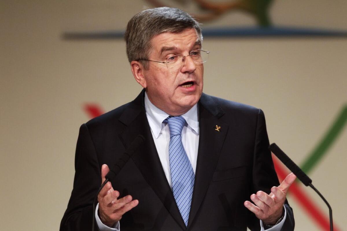 Thomas Bach of Germany speaks after being named president of the International Olympic Committee.