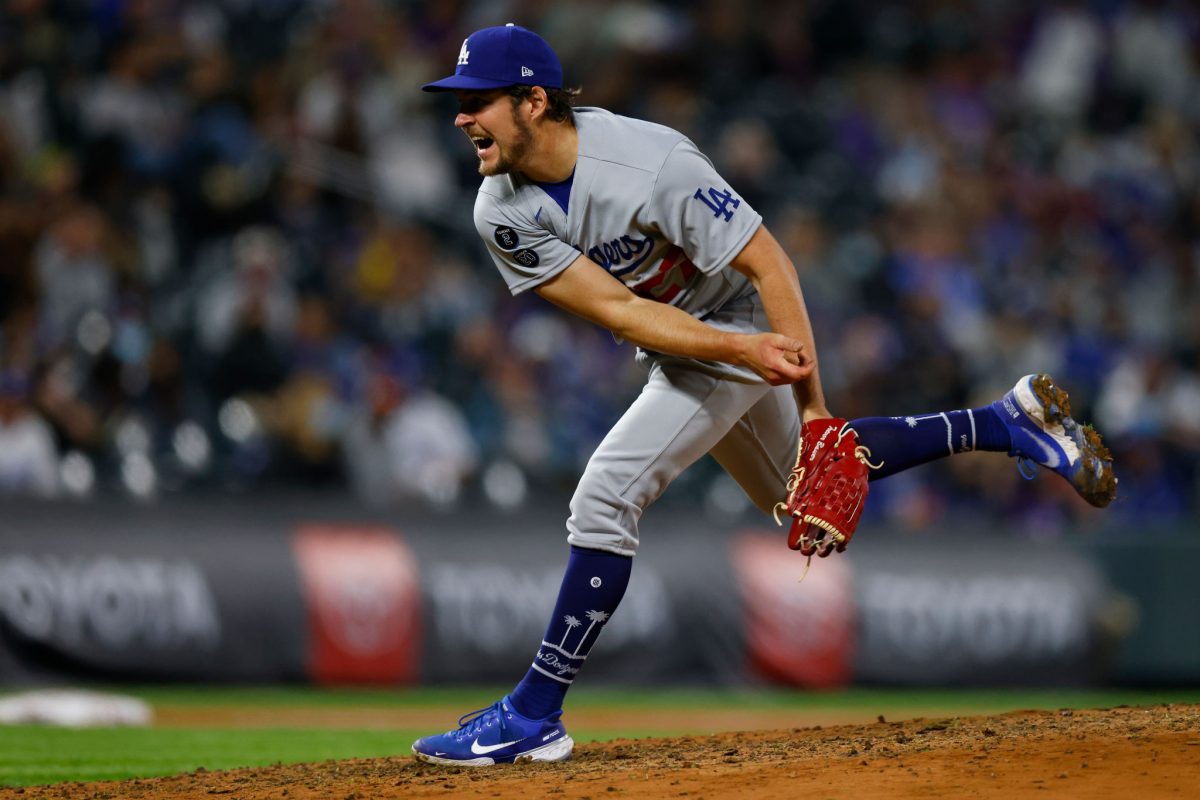 Dodgers starting pitcher Trevor Bauer delivers during an 11-6 win over the Colorado Rockies on Friday.