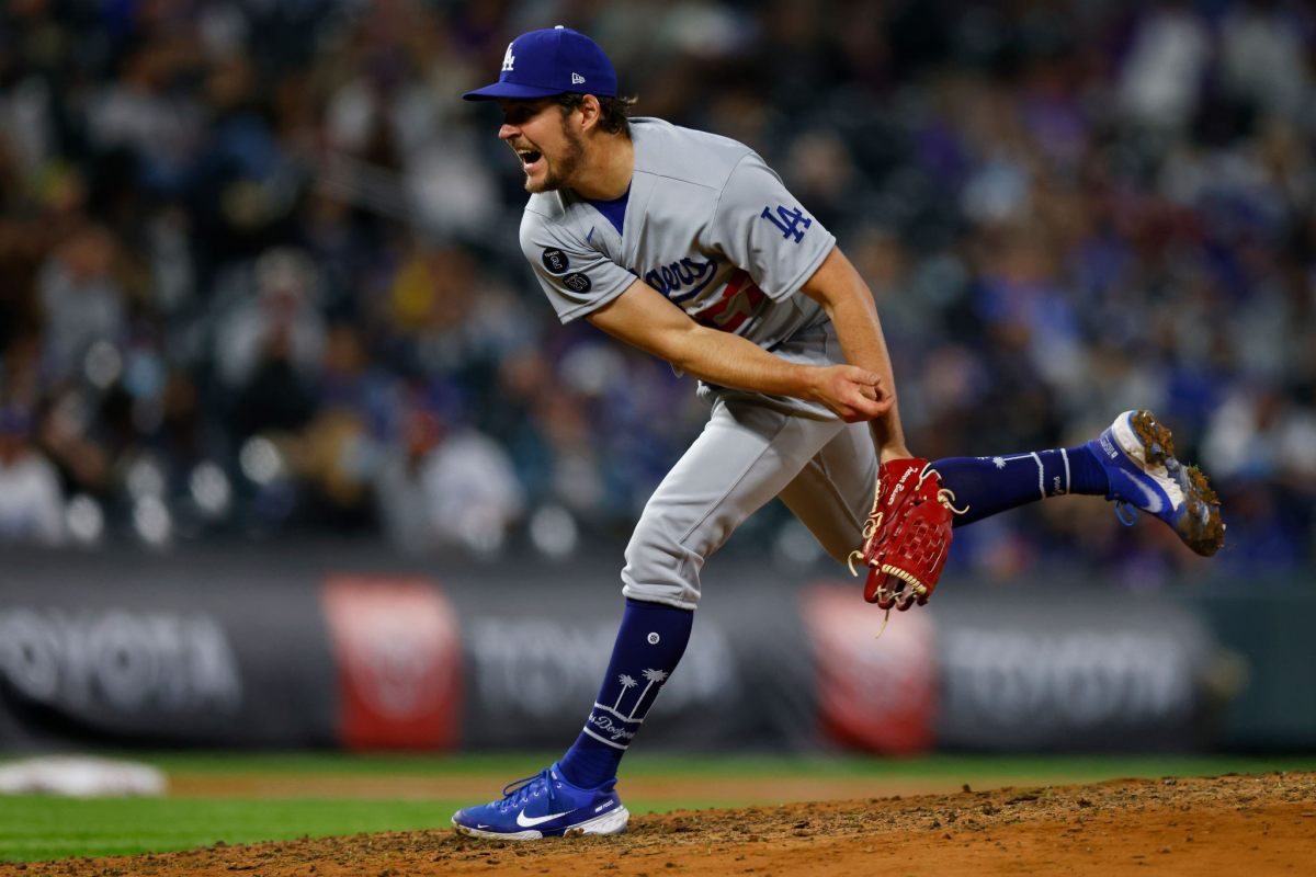 Trevor Bauer pitches against the Colorado Rockies.