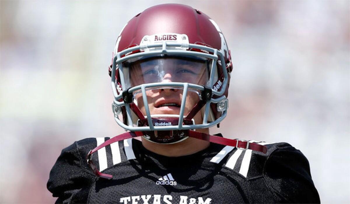 Quarterback Johnny Manziel will miss the first half of Texas A&M;'s season opener against Rice by the NCAA following allegations that he accepted money for autographs.