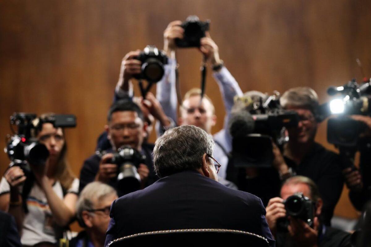 Atty. Gen. William Barr at a Senate Judiciary Committee hearing on May 1.