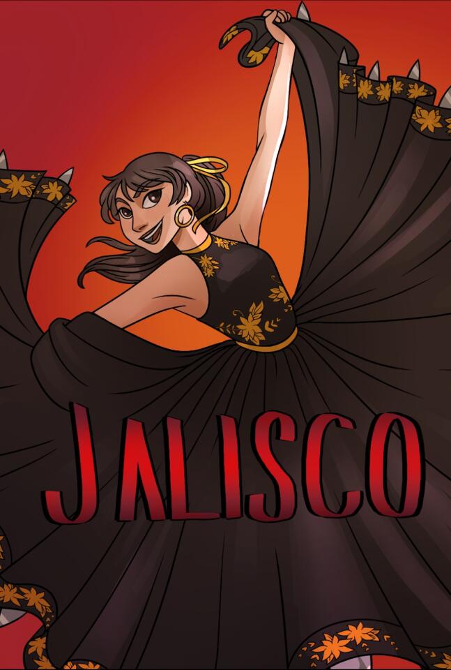 "Jalisco" from Kayden Phoenix's A La Brava universe of Latina superheroes. Illustrated by Amanda Julina Gonzalez.