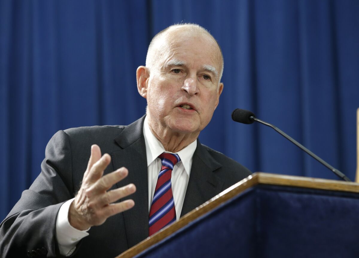Former Gov. Jerry Brown thinks the state's free online community college can help older workers find new careers, but it's off to a bumpy start.