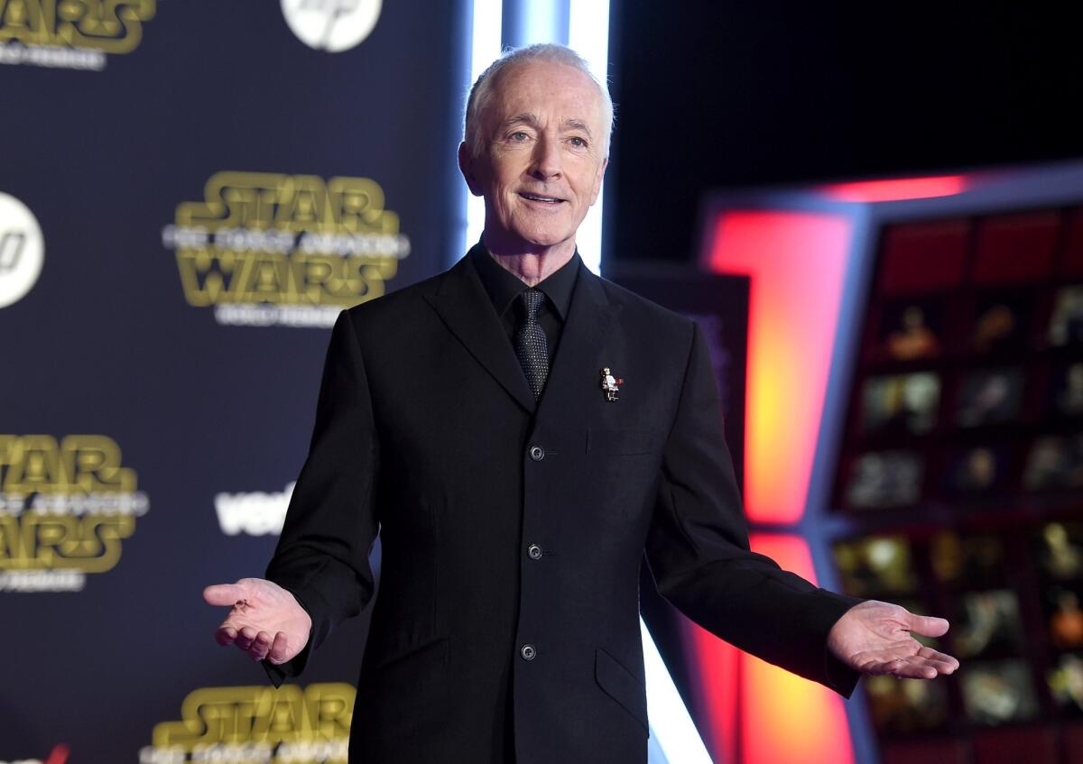 Anthony Daniels, the human inside the C-3PO suit, arrives at the world premiere of "Star Wars: The Force Awakens" at the TCL Chinese Theatre in Los Angeles.
