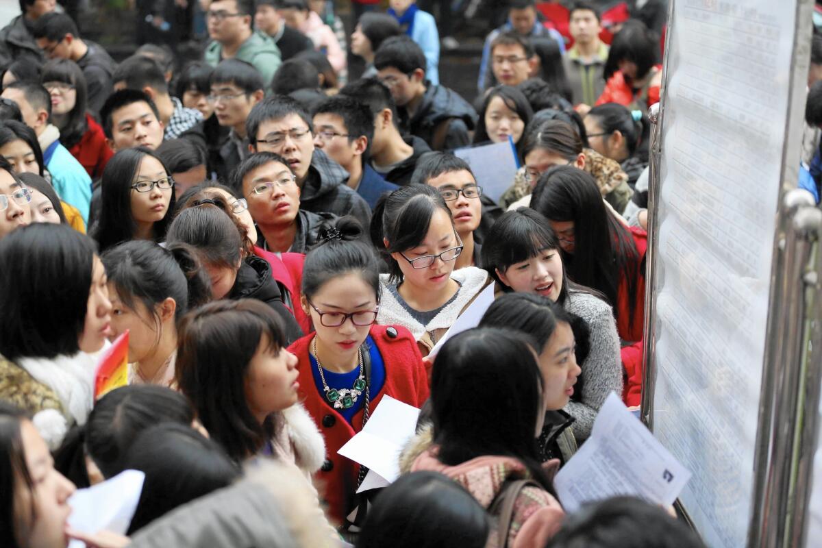 Candidates arrive for China's national civil service exam in Nanjing last year.