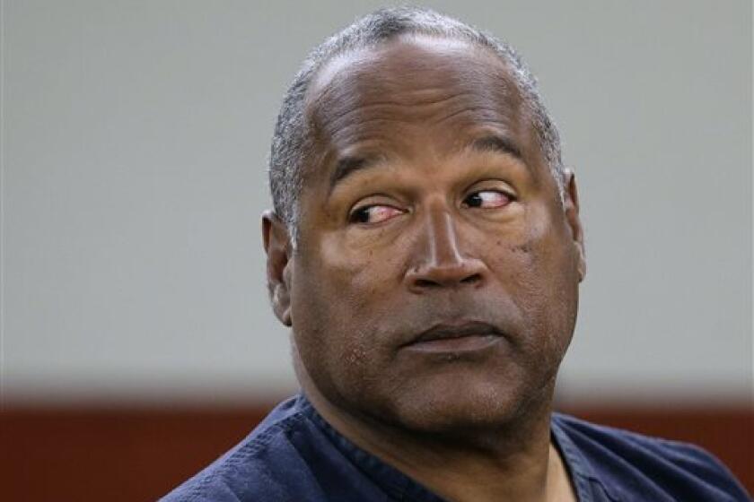 O.J. Simpson during a hearing in Clark County District Court in Las Vegas last year. His attorneys have appealed to the Nevada Supreme Court to release him from prison, where he is serving a sentence for his role in a 2007 hotel room armed robbery.