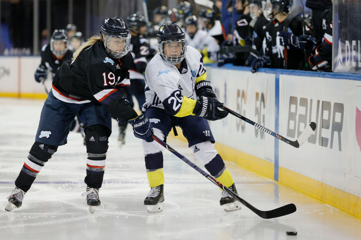 Hockey players on the ice.