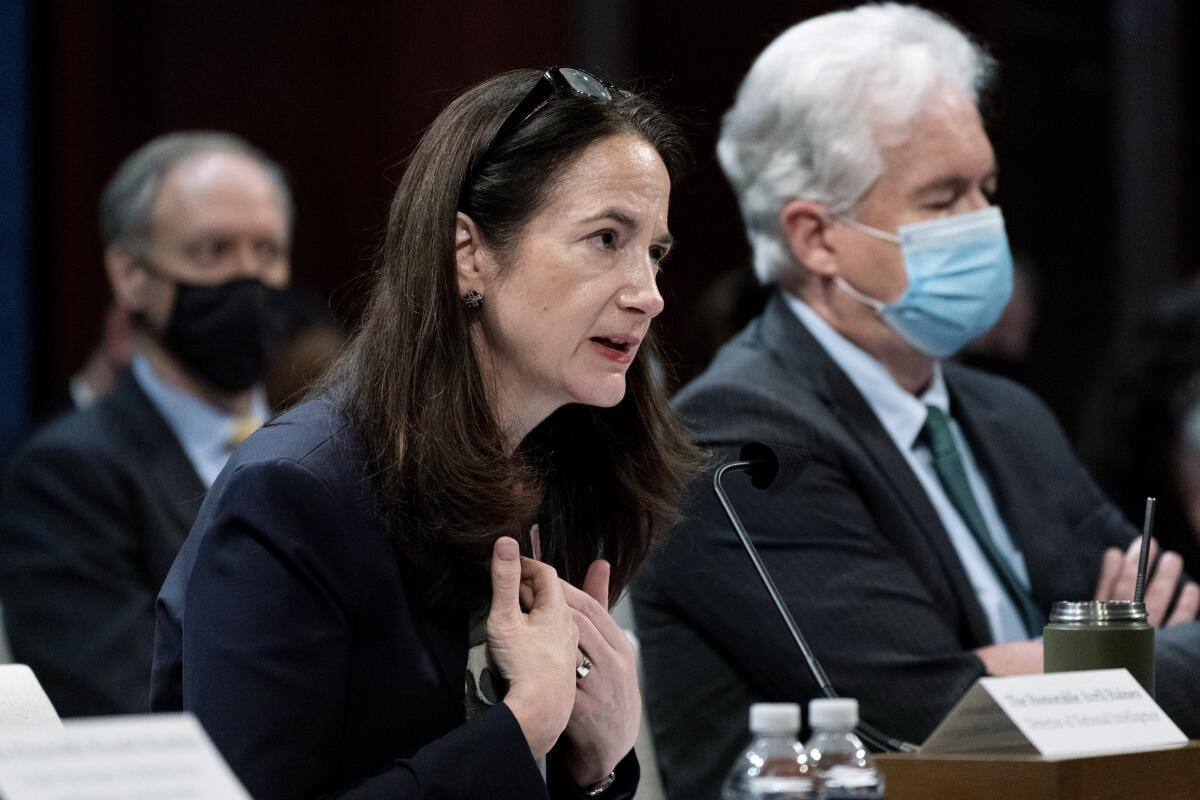 Director of National Intelligence Avril Haines speaks at a hearing.