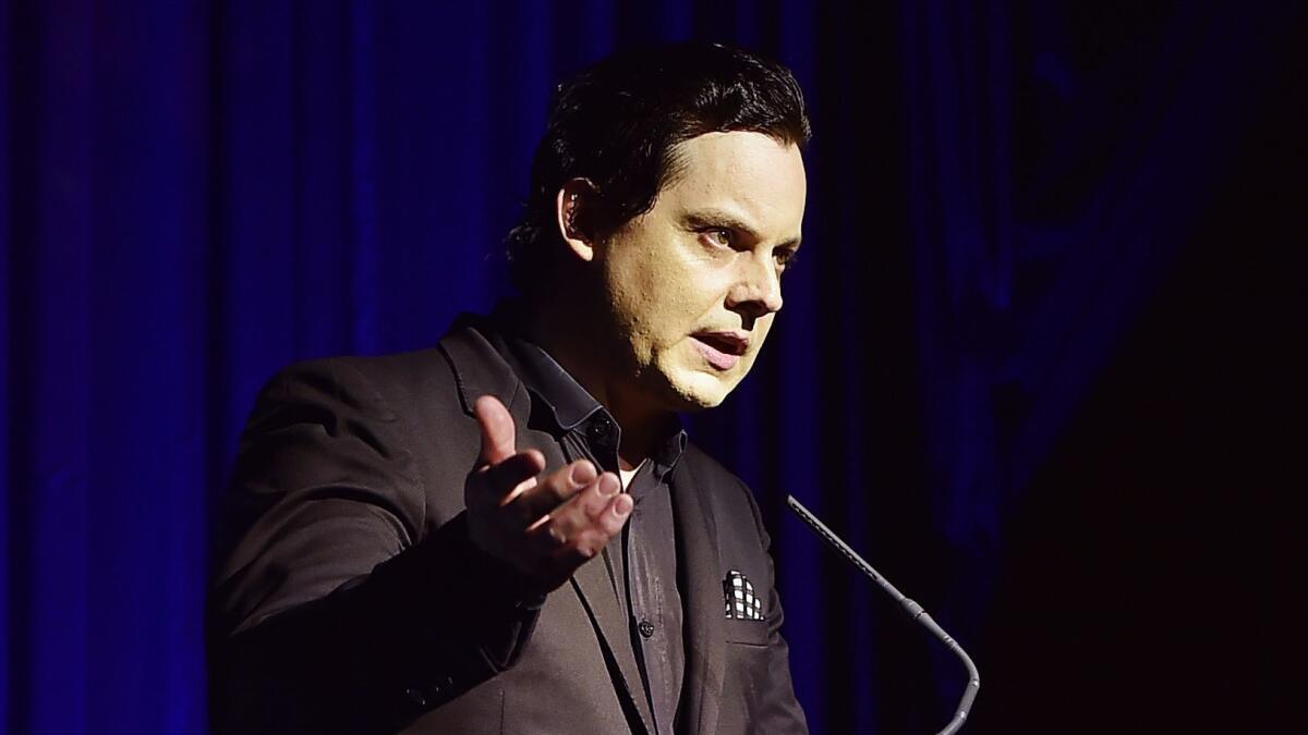 Honoree Jack White speaks onstage at the Producers & Engineers Wing Event at The Village Studios in West Los Angeles.