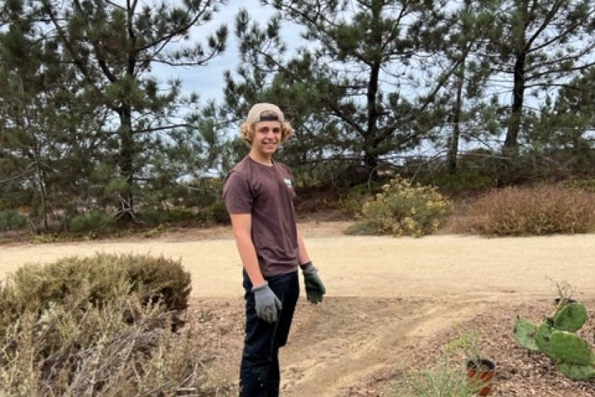 Tyden Chinowsky out planting in his Adopt A Spot area in Del Mar.
