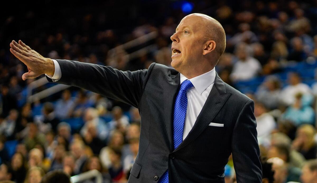 UCLA coach Mick Cronin won his first game with the Bruins, 69-65, over Long Beach State on Wednesday night at Pauley Pavilion.