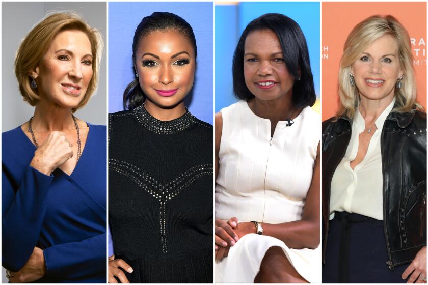 (L-R) Carly Fiorina, Eboni K. Williams, Condoleezza Rice and Gretchen Carlson will be guest-hosting “The View.”