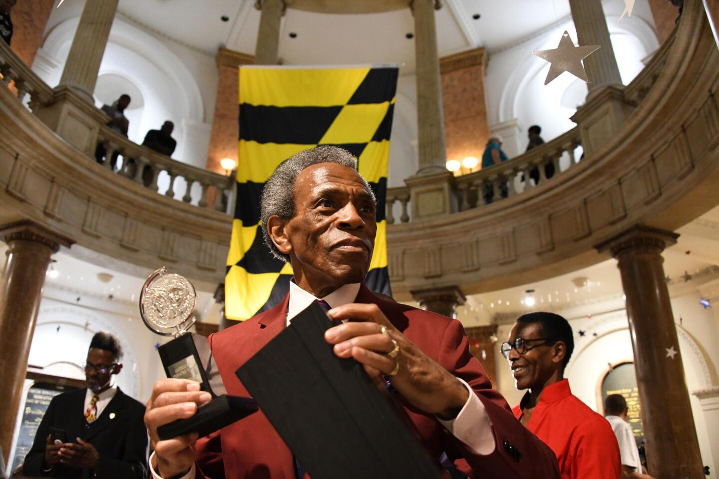 Baltimore actor and director Andre De Shields brought his Tony Award to City Hall. De Shields was given a "Key to the City", from Baltimore Mayor Bernard C. "Jack" Young during a ceremony at City Hall.