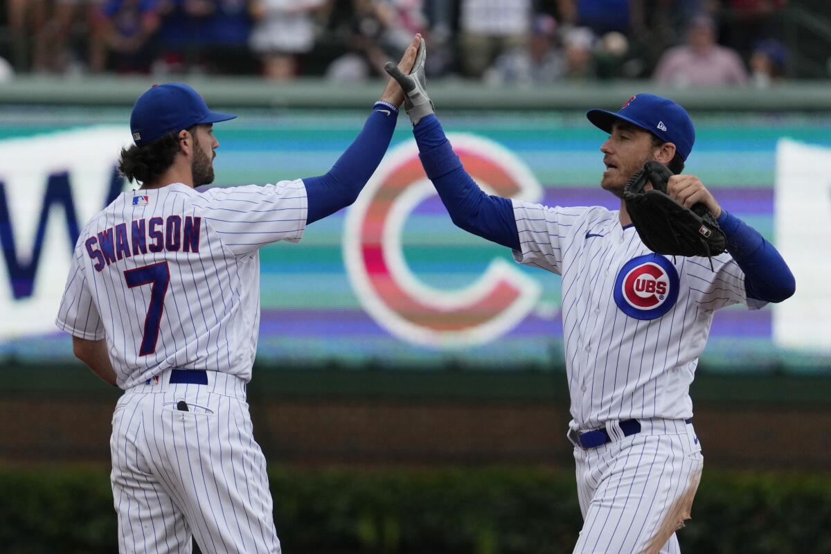 Bellinger, Swanson, Happ power Cubs past MLB-leading Braves 6-4 for 6th  straight series win - The San Diego Union-Tribune