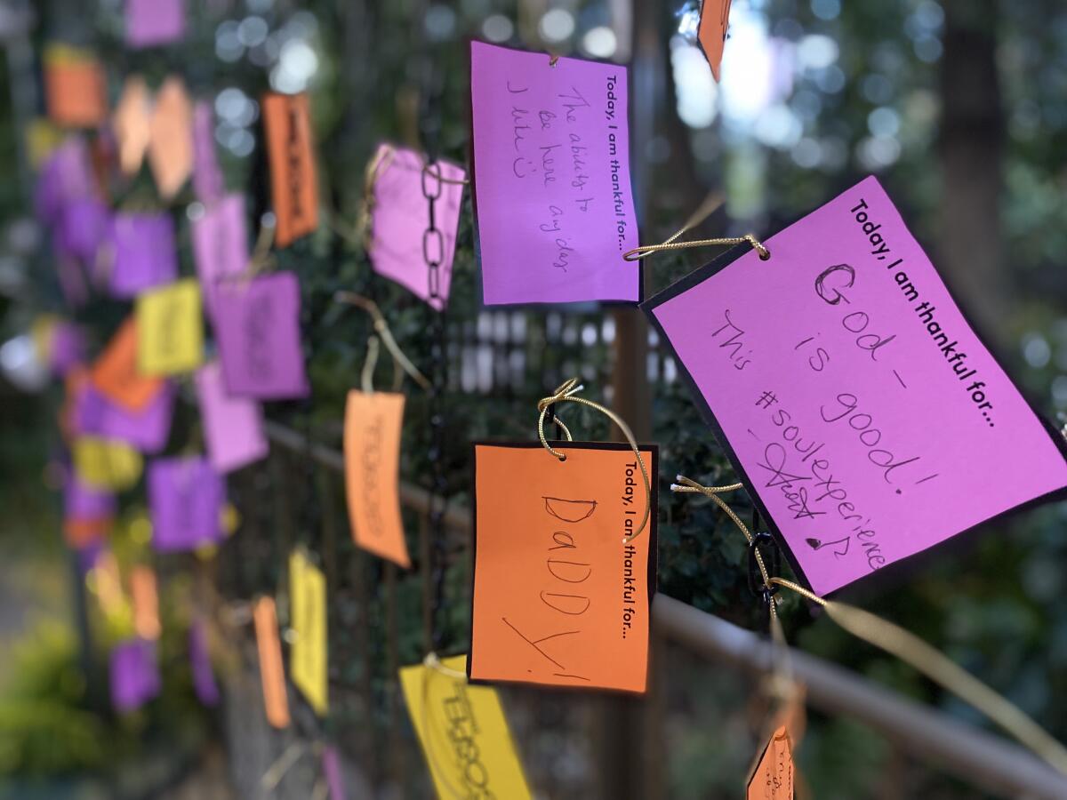 The gratitude wall at "Celebrate Gospel" at Disneyland.