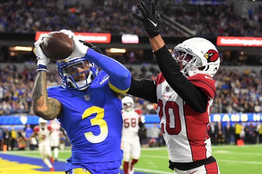 Rams receiver Odell Beckham Jr. pulls in touchdown catch in front of Cardinals cornerback Marco Wilson