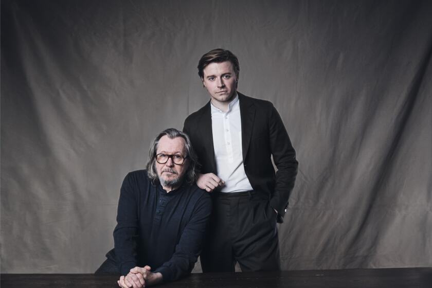 UNITED KINGDOM, LONDON: March 29, 2022- Gary Oldman and Jack Lowden star in the new Apple TV+ thriller series "Slow Horses", about MI5 agents put out to pasture but are not quite done yet. They are photographed at the Ham Yard Hotel in London. CREDIT: CHRISTOPHER L PROCTOR/ FOR THE TIMES