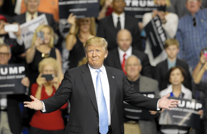 Donald Trump at the rally in Fayetteville, N.C., where a protester was punched and detained.
