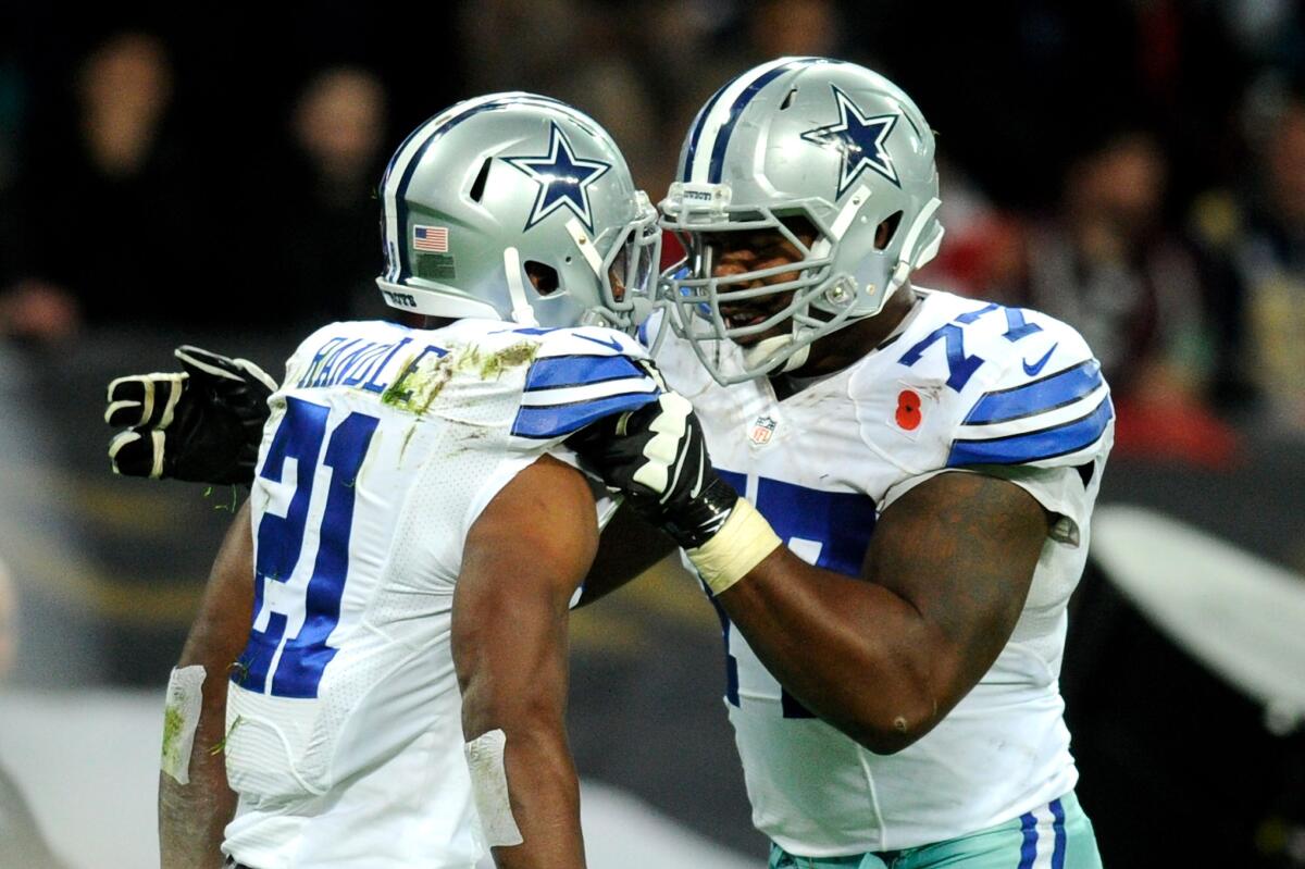 Left tackle Tyron Smith (77) has been helping anchor the Dallas Cowboys line the last six seasons.