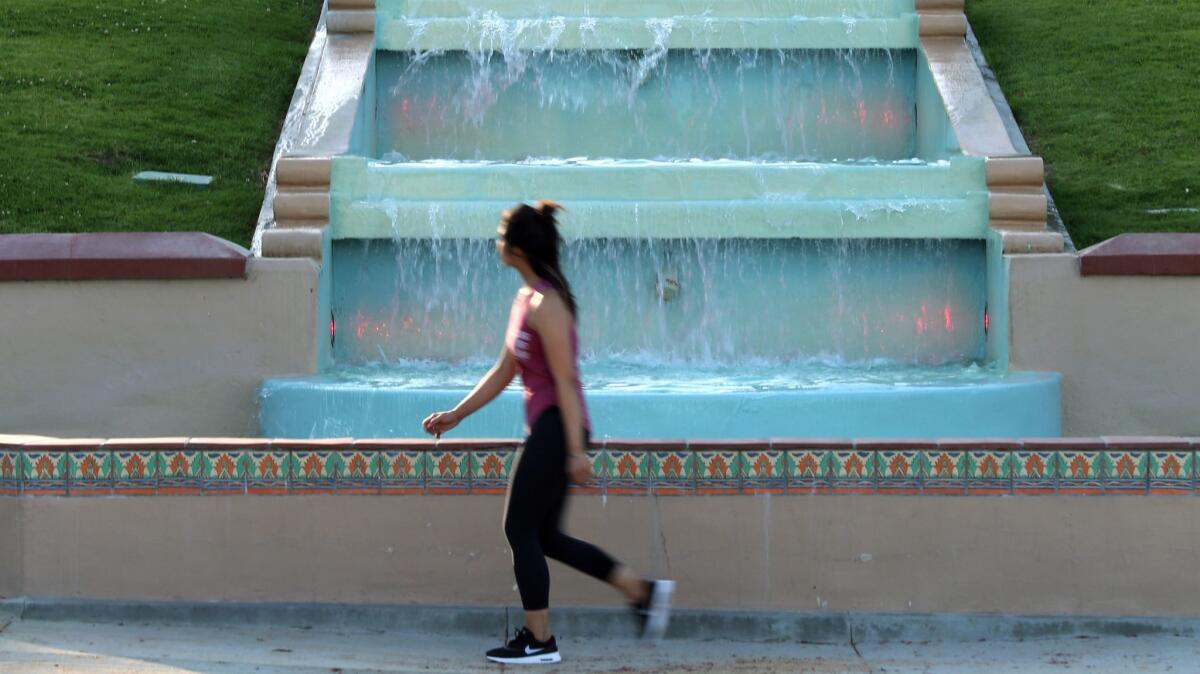 Monterey Park's Heritage Falls fountain on April 20, 2017.