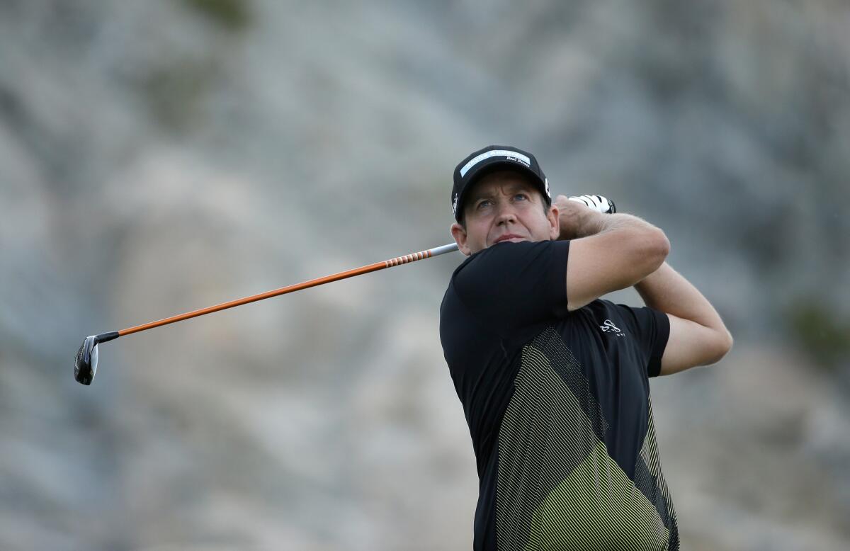 Erik Compton tees off on the 16th hole during the final round of the Humana Challenge in La Quinta, Calif. on Jan. 25.