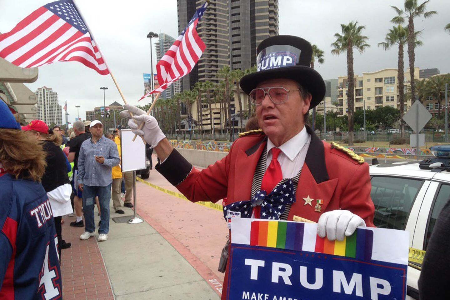 Gregg Donovan of Santa Monica got up at 3:00 am Friday for the @realDonalTrump rally in San Diego.