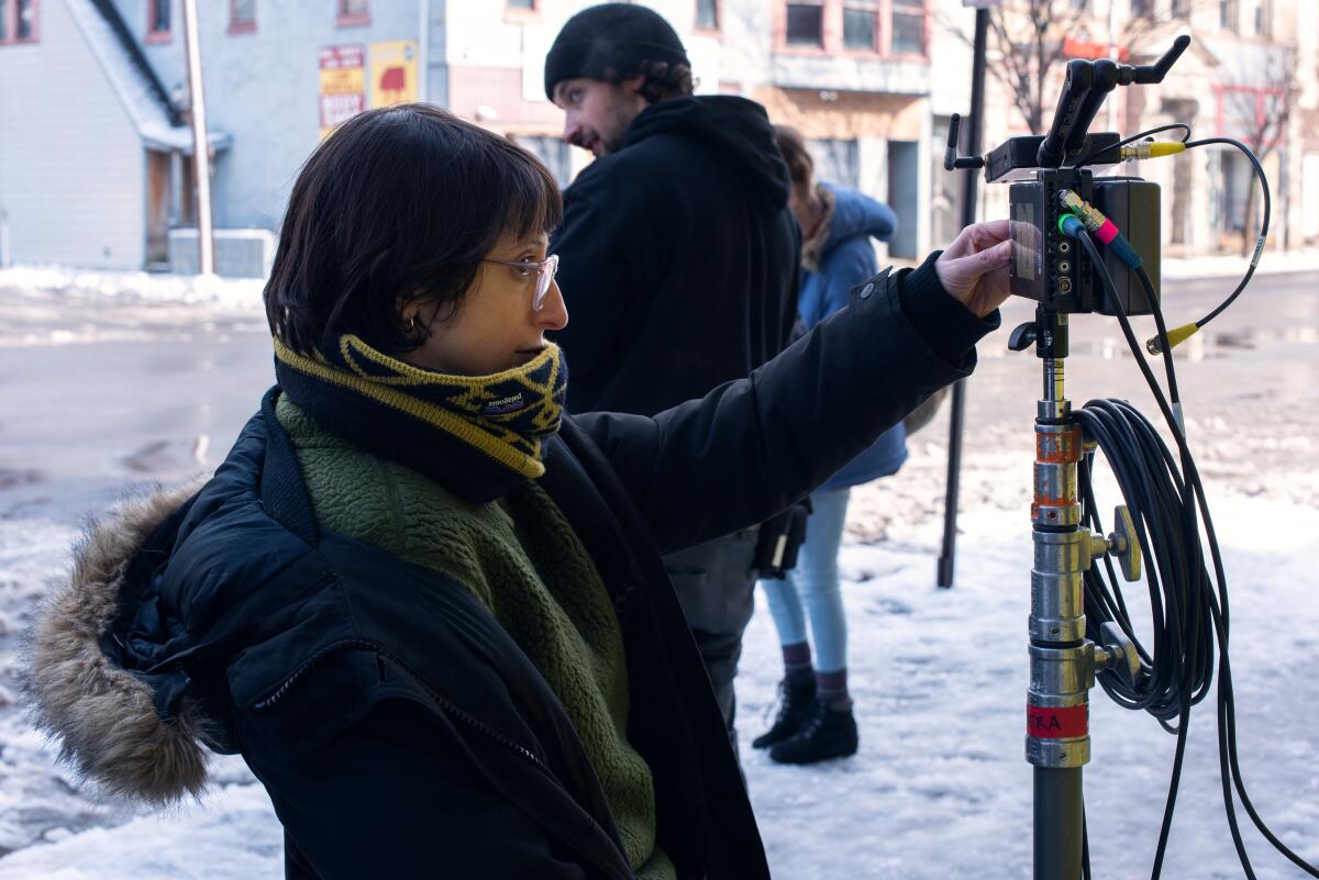 Director Eliza Hittman on the set of her film "Never Rarely Sometimes Always." 