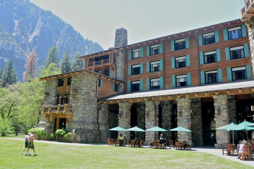 The Majestic Yosemite Hotel, formerly known as the Ahwahnee, stands in the heart of Yosemite Valley.