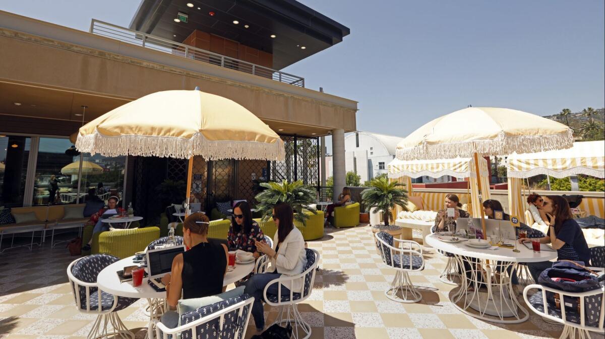 The outdoor patio at the newly opened Wing co-working space in West Hollywood.