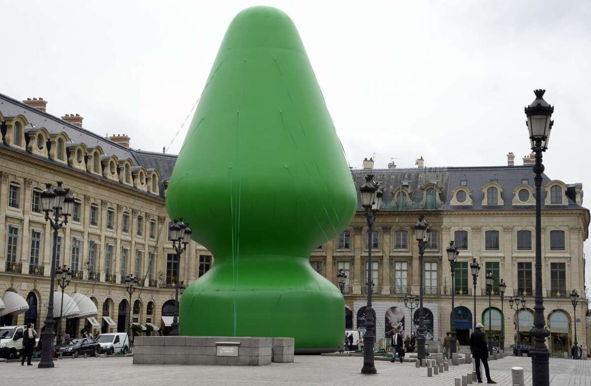 An inflatable sculpture by American artist Paul McCarthy recently went on display at Place Vendome in Paris.