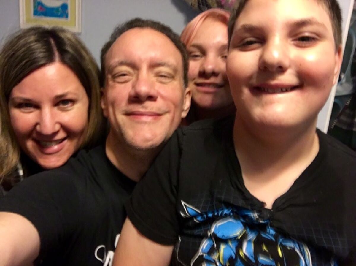 Sixth-grader Jack Ansonoff (right) with his parents (from left) Lisa and David, and older sister Zoe.