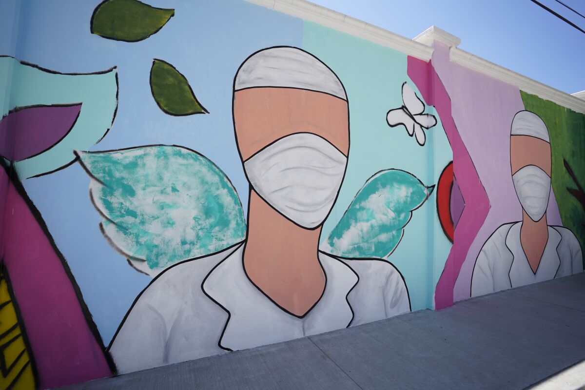 The mural is located outside the Clinica Libre in Tijuana.