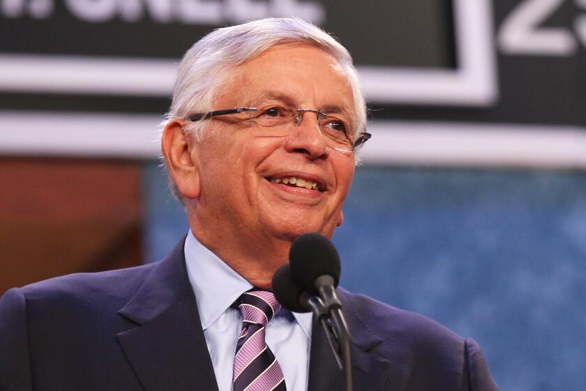 David Stern speaks at the podium during the 2013 NBA Draft in Brooklyn, N.Y.