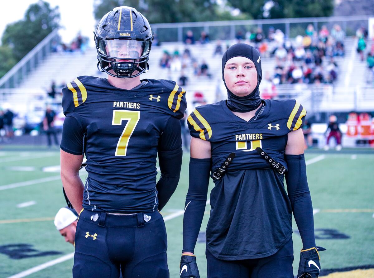 Twins Brady and Beau Smigiel of Newbury Park. Brady, a junior quarterback, committed to Florida State on Saturday.