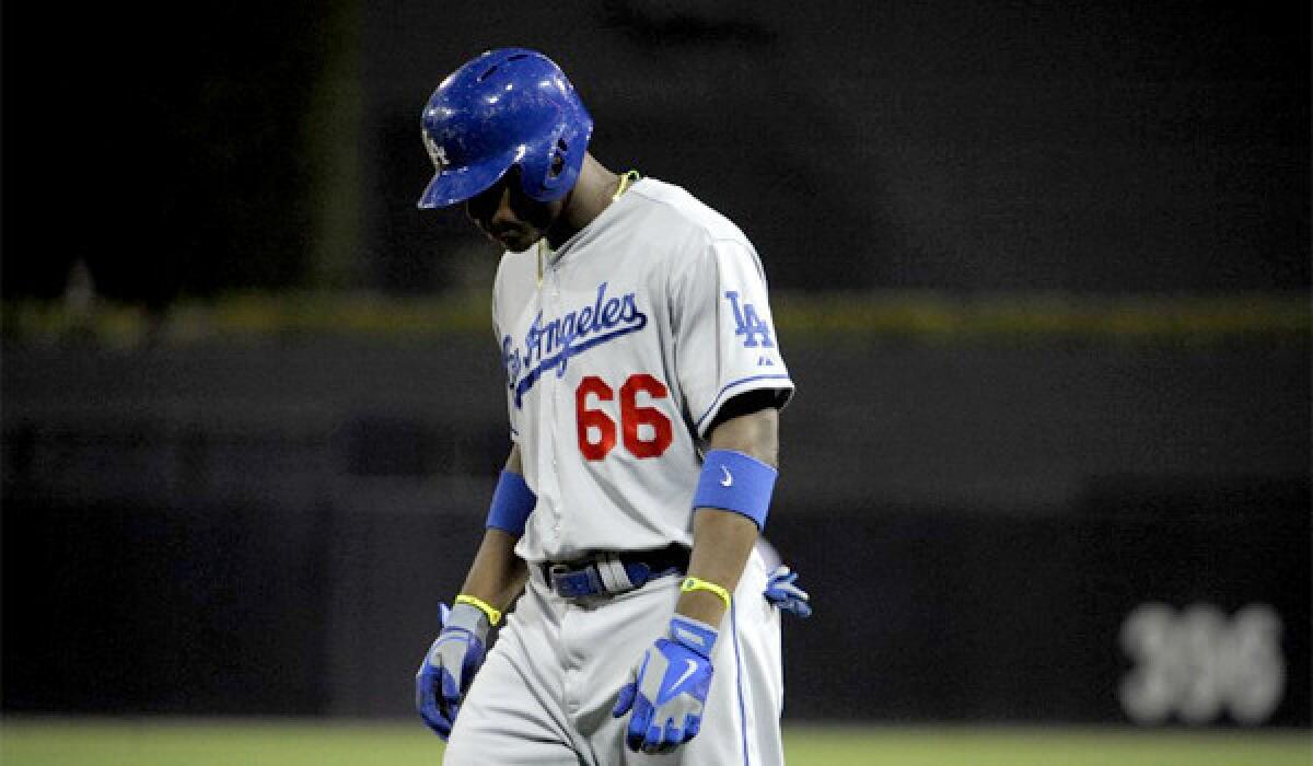 Yasiel Puig was 2 for 4 at the plate, but the Dodgers couldn't capitalize on the Padres loss of starting pitcher Clayton Richard, losing to San Diego, 5-2.