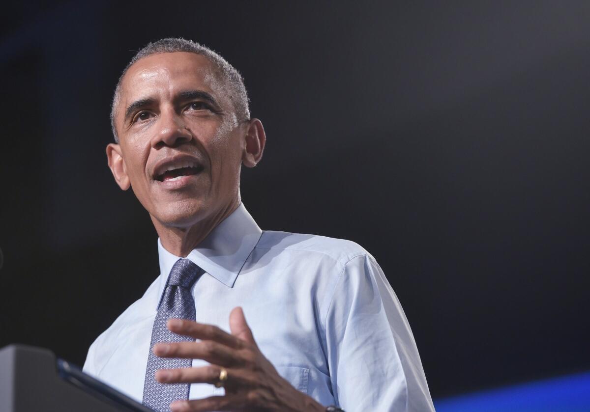 President Obama speaks at Macomb Community College in Warren, Mich. on Wednesday. A federal judge has ruled that congressional Republicans have legal standing to sue his administration over spending related to the Affordable Care Act.