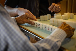 Tony Lam playing mah-jongg
