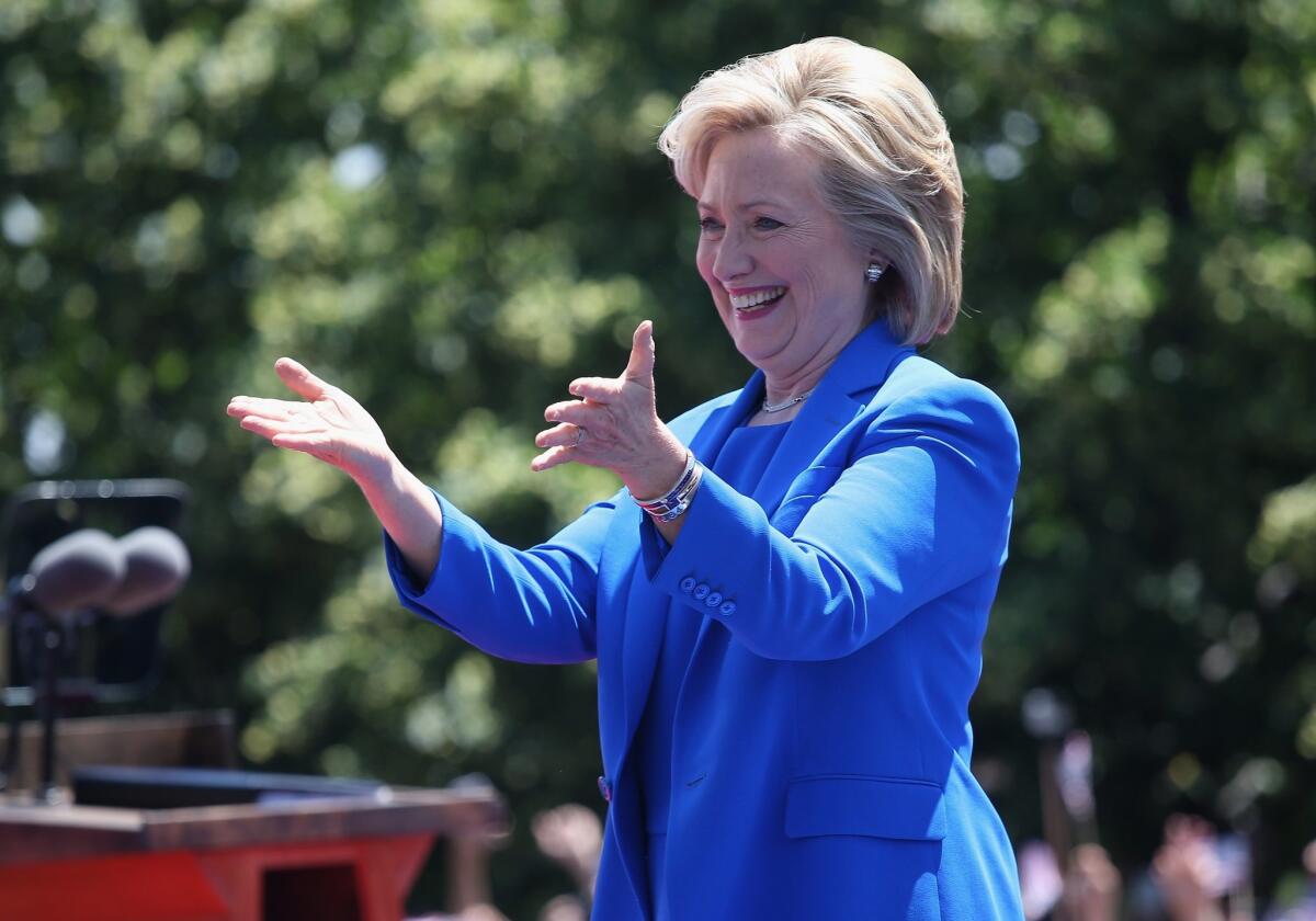 Hillary Clinton addressed supporters Saturday at the Franklin D. Roosevelt Four Freedoms Park on Roosevelt Island in New York City. The speech served as her campaign kick-off.