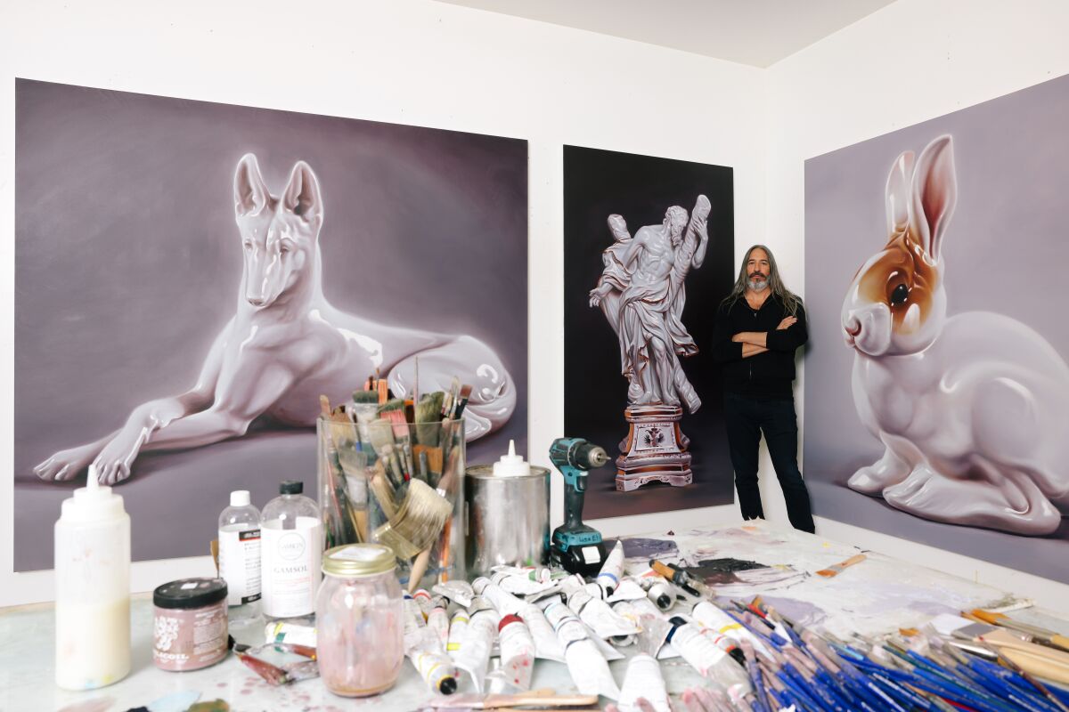 Robert Russell's paintings illuminate dark history of Dachau - Los ...
